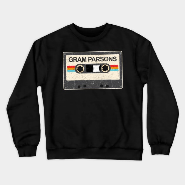 kurniamarga vintage cassette tape Gram Parsons Crewneck Sweatshirt by kurniamarga.artisticcolorful